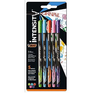 Caneta Ponta Porosa BIC Intensity 0.4MM – Cores Fashion, Blister com 5 Unidades
