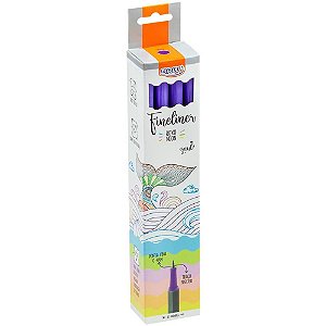 Caneta com Ponta Porosa Fineliner 04MM Roxa Neon CX com 12