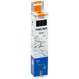 Caneta com Ponta Porosa Fineliner 0,4MM Preto Caixa com 12
