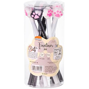 Caneta com Ponta Porosa Fineliner 0.4MM PETS AZUL/PRETA Pote com 12