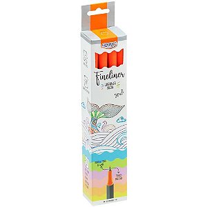 Caneta com Ponta Porosa Fineliner 04MM Laranja Neon CX com 12