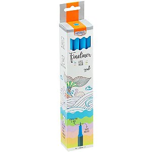 Caneta com Ponta Porosa Fineliner 04MM Azul Neon CX com 12