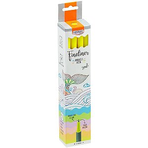 Caneta com Ponta Porosa Fineliner 04MM Amarela Neon CX com 12