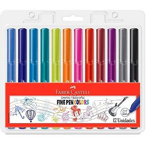 Caneta com Ponta Porosa Fine Pen Colors 12 Cores - Pacote com 2