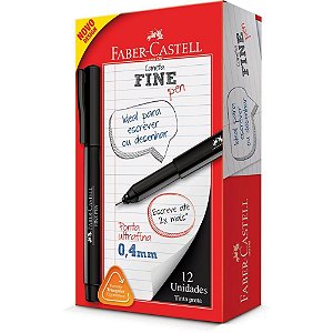 Caneta Hidrográfica Fine Pen 0.4MM ULTRA Fina Preta - Caixa com 12