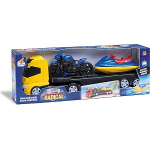 Caminhão TRANS SPORT Radical Sortido - 3 em 1: Caminhão, Moto e JET SKI