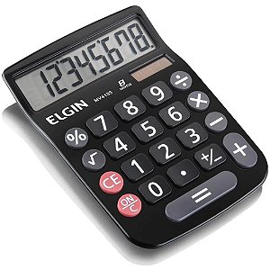 Calculadora de Mesa 8 Dígitos com Visor LCD SOLAR/BATERIA Preta