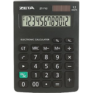 Calculadora de Mesa 12 Dígitos Zetta ZT712 Preta