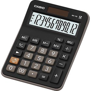 Calculadora de Mesa 12 Dígitos Preta Bateria e Solar