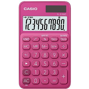 Calculadora de Mesa 10 Dígitos Rosa com Alimentação SOLAR/BATERIA