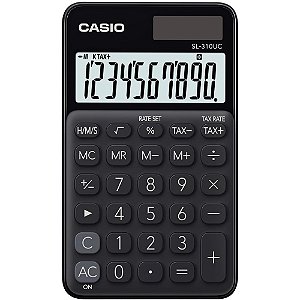 Calculadora de Mesa 10 Dígitos Preta SOLAR/BATERIA com Função de Cálculo de Taxa e Tempo