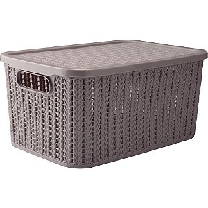 Caixa Plástica Multiuso Trama BOX Cinza 8L