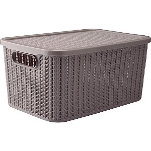 Caixa Plástica Multiuso Trama BOX Cinza 14L