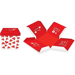 Caixa para Presente com Tampa Surpresa Love You 21X21X21 - Pacote com 10