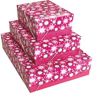 Caixa para Presente com Tampa PQ 14,5X19X7,5 Estampada com Elástico PCT com 20