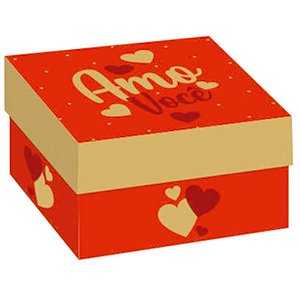 Caixa para Presente com Tampa Mini Quadrada 6,5X6,5X3,5CM BEM Querer Pacote com 10 Unidades