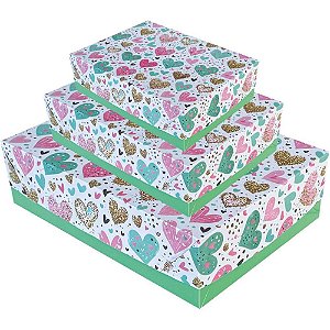 Caixa para Presente com Tampa Média 26X19X7,5CM - Pacote com 16 Unidades