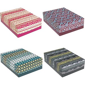Caixa para Presente com Tampa Grande 35X25,5X7,5CM Arabesco Pacote com 12