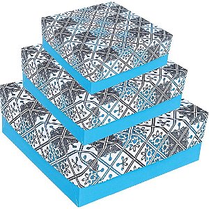 Caixa para Presente com Tampa Grande 28X28X10CM - 4 Modelos Sortidos - Pacote com 12 Unidades