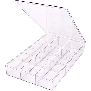 Caixa Organizadora Multiuso Cristal com Divisórias Móveis - 20,5 X 32,5 X 5 CM