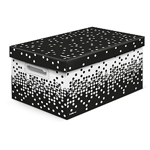 Caixa Organizadora Decorada DOTS Preta MD 37X28X21CM