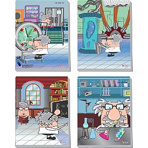Caderno Quadriculado Univers 1X1CM 48 Folhas Brochura Decorado - Pacote com 05 Unidades