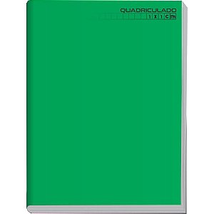 Caderno Quadriculado 1/4 1X1CM 96 Folhas Brochura Capa Dura Verde Pacote com 5