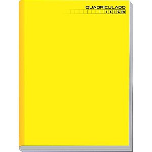 Caderno Quadriculado 1/4 1X1CM 96 Folhas Brochura Capa Dura Amarelo - Pacote com 05
