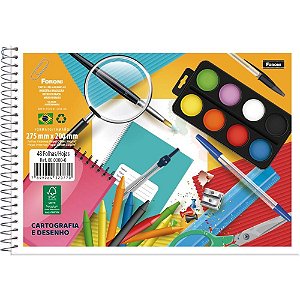 Caderno de Desenho Universitário 48 Folhas sem Seda - Pacote com 10