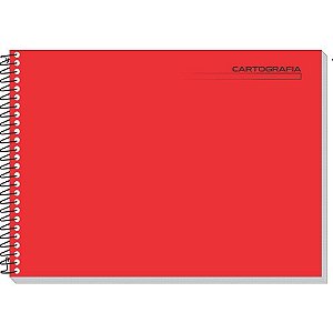 Caderno de Desenho Universitário Capa Dura Espiral Vermelho 48 Folhas Pacote com 4