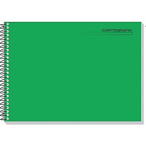 Caderno Desenho Universitário Capa Dura Verde Liso 48 Folhas Espiral Pacote com 4