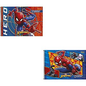 Caderno de Desenho Espiral Capa Dura SPIDER-MAN 80 Folhas - Pacote com 4 Unidades