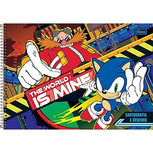 Caderno Desenho Universitário Capa Dura Sonic 80 Folhas Pacote com 04
