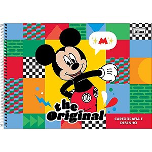 Caderno de Cartografia e Desenho Espiral Capa Dura Mickey 80 Folhas - Pacote com 04