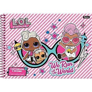 Caderno de Desenho Universitário Capa Dura LOL 96 Folhas Milimetrado Pacote com 5