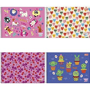 Caderno de Desenho Universitário Capa Dura D+ Feminino 96 Folhas PCT com 04
