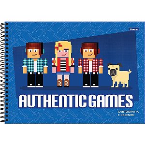 Caderno de Desenho Universitário Capa Dura Authentic Games 80 Folhas - Pacote com 05