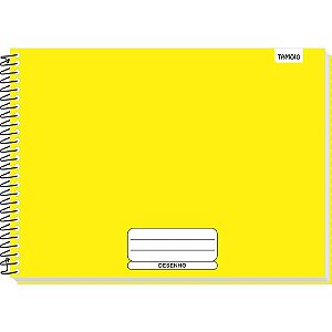 Caderno de Desenho Universitário Capa Dura Amarelo Liso 48 Folhas Espiral - Pacote com 04
