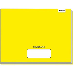 Caderno de Caligrafia Capa Dura Liso Horizontal 1/4 Brochura 48 Folhas Amarelo - PCT com 05