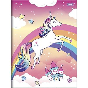 Caderno Brochurão Capa Dura Unicórnio 80 Folhas - Pacote com 05