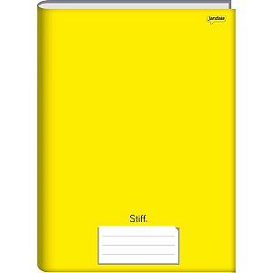 Caderno Brochura 1/4 Capa Dura STIFF 96 Folhas Amarelo - Pacote com 5
