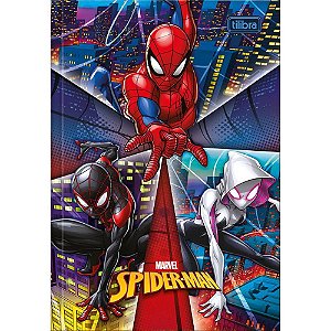 Caderno Brochura 1/4 Capa Dura SPIDER-MAN 80 Folhas Pacote com 05