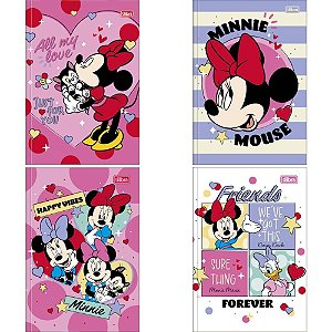 Caderno Brochura 1/4 Capa Dura Minnie 80 Folhas - Pacote com 5 Unidades
