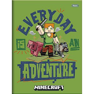 Caderno Brochura 1/4 Capa Dura Minecraft - 80 Folhas, Pacote com 10 Unidades