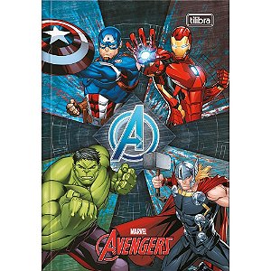 Caderno Brochura 1/4 Capa Dura Avengers 80 Folhas - Pacote com 5