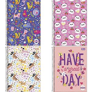 Caderno 20X1 Capa Dura Pepper Feminino 320 Folhas Pacote com 02