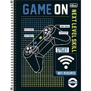 Caderno Espiral 16 Matérias Capa Dura Masculino Pepper 256 Folhas Pacote com 2 Unidades