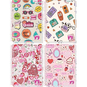 Caderno 15X1 Capa Dura Like POP 240 Folhas - Pacote com 04 Unidades