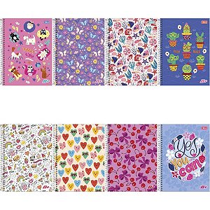 Caderno 12X1 Capa Dura D+ Feminino 240 Folhas - Pacote com 04