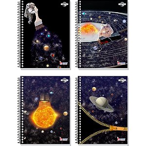 Caderno 10X1 Capa Dura Space 160 Folhas Pacote com 04